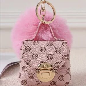 Pink Mini Bag Charm with Gold Accents